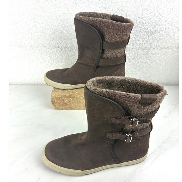 Helly Hansen Shoes - Helly Hansen Brown Leather Wool Blend Buckle Winter Boots Size 8.5 Gorpcore Cozy